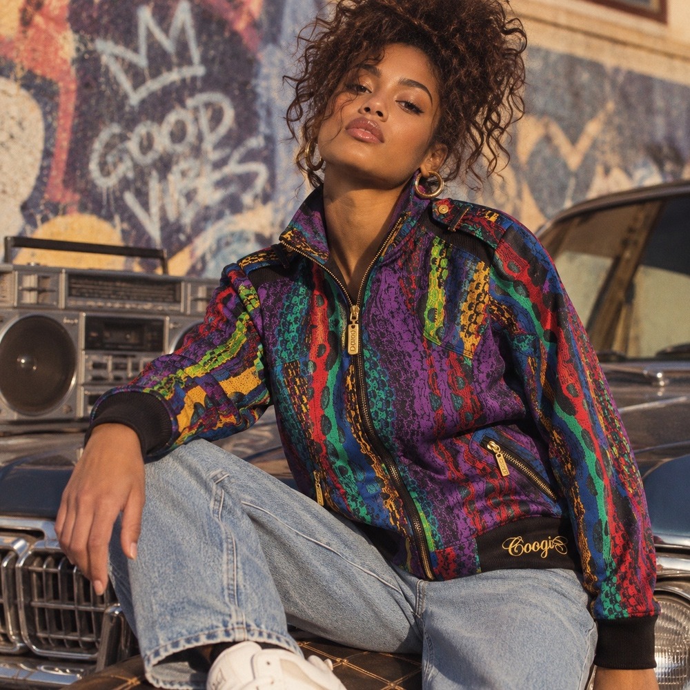 Coogi Australia Y2K Track Jacket Zip Up Streetwear Embroidered Women's S